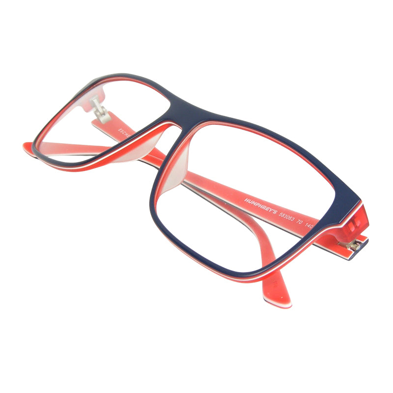 HUMPHREY 583063-70-matt-blue-red-clear-full-rim-rectangle-fiber-eyeglass-57-14-145-4990-002 Akshar Optical